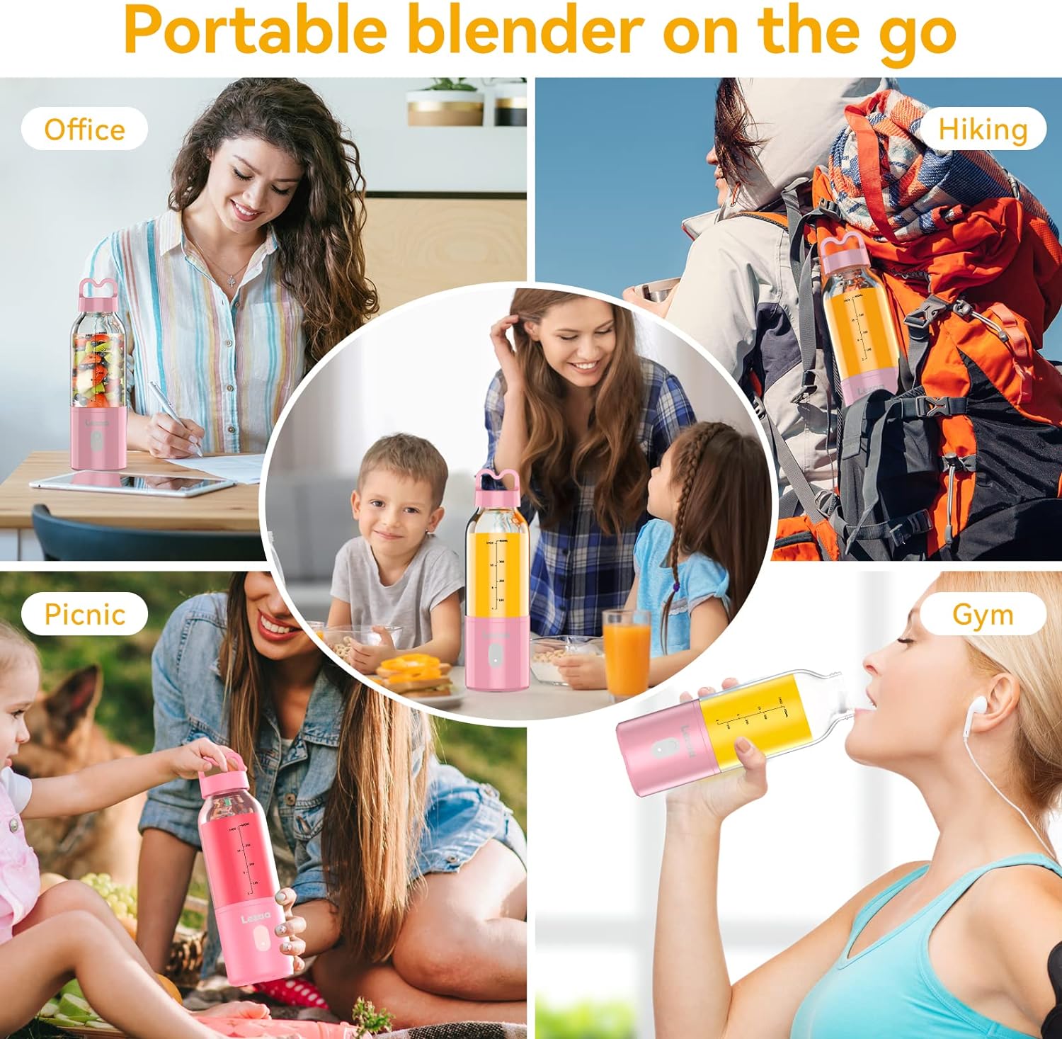 Portable Blender， Blender for Shakes and Smoothies， Personal Blender， USB Rechargeable 14 Oz Mini Blender With for Traveling， Outdoor， Gym， Office - Image 4